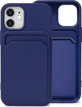 Blauw Pasjeshouder Hoesje voor Apple iPhone 12 / 12 Pro - iPhone 12 / 12 Pro Hoesje met Pasjeshouder - iPhone 12 / 12 Pro Siliconen Hoesje Case met Pasjeshouder - Kaart TPU Hoesje