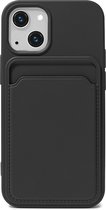 iPhone 13 Mini Hoesje Pasjeshouder Zwart - Siliconen Case Back Cover