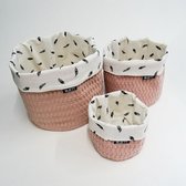 Oud roze commodemandjes - met veertjes - set van 3 - babykamer - decoratie - MJETT - handgemaakt