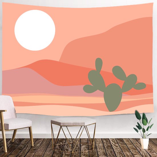 Ulticool - Cactus Decoratie Aesthetic Roze - Wandkleed - 200x150 cm - Groot wandtapijt - Poster cadeau geven