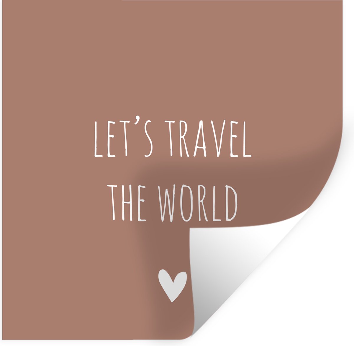 Muurstickers - Sticker Folie - Engelse quote "Let's travel the world" met een hartje op ee