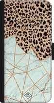 iPhone 12 bookcase leer hoesje - Luipaard marmer mint