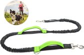 Looplijn voor Grote Honden - Elastische Handsfree Hondenriem - Canicross Hardloopriem Hond - Leiband - Trainingslijn - 150 cm - Groen - Quzi
