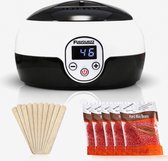 Flavourzz Professioneel Wax Ontharingsapparaat - Ontharingswax – Onthaar Apparaat - Ontharing Set - Inclusief 500gram Waxbonen en 50x Houten Spatels – Zwart - Wax Verwamer Zwart - Geschikt vo