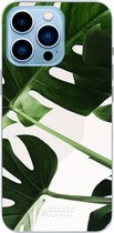 6F hoesje - geschikt voor iPhone 13 Pro - Transparant TPU Case - Tropical Plants #ffffff