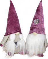Kerstkabouter - Gnome - Kerstdecoratie figuur kabouter -  14cm hoog -  Set van 2