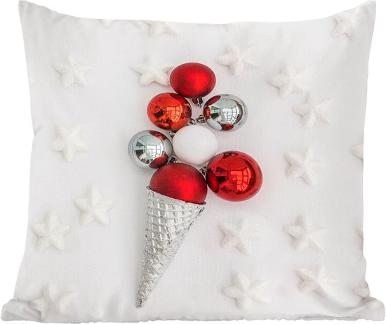 Sierkussens - Kussentjes Woonkamer - 60x60 cm - De kerstboomballen in de vorm van een ijsje - Kerstversiering - Kerstdecoratie voor binnen - Woonkamer