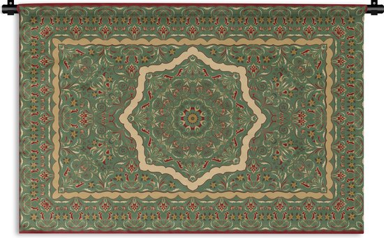 Wandkleed - Mandala - Groen - Design - Bloemen - Hippie - Tapestry - Woondecoratie - Wanddoek - Katoen - Slaapkamer - 60x40 cm - Wanddecoratie - Muurkleed - Muurdecoratie - Wandtapijt