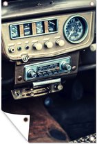 Tuindecoratie Vintage - Auto - Radio - 40x60 cm - Tuinposter - Tuindoek - Buitenposter
