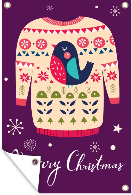 Illustration D Un Pull De Noel Avec La Citation Affiche De Jardin Joyeux Noel En Toile Bol Com