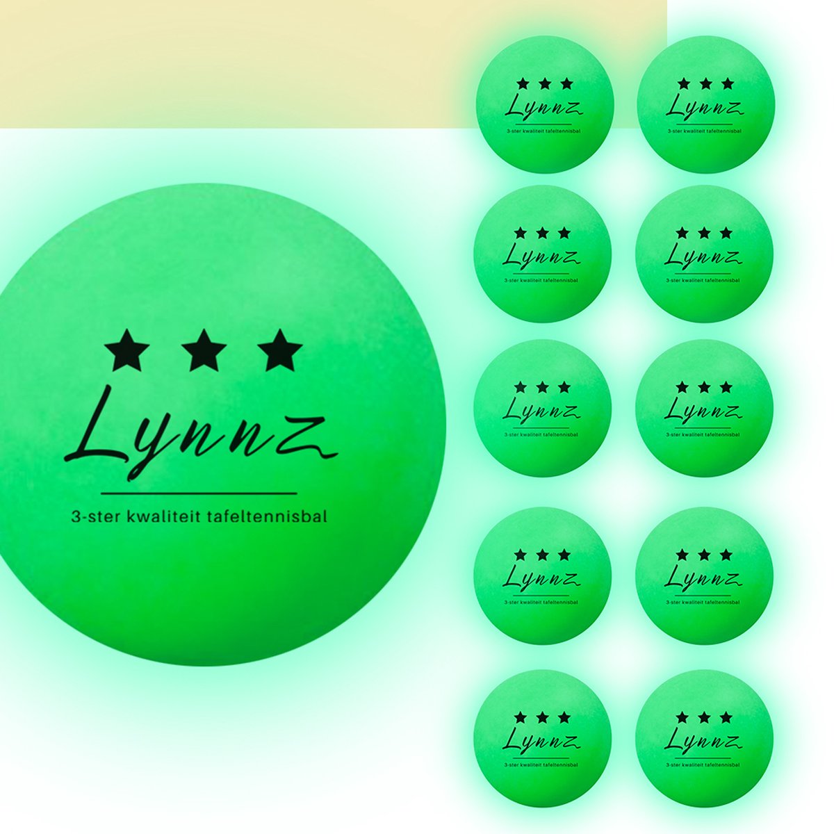 Lynnz® 10x glow in the dark tafeltennis ballen outdoor | pingpongballen - tafeltennisballen - balletjes - pingpong - beerpong