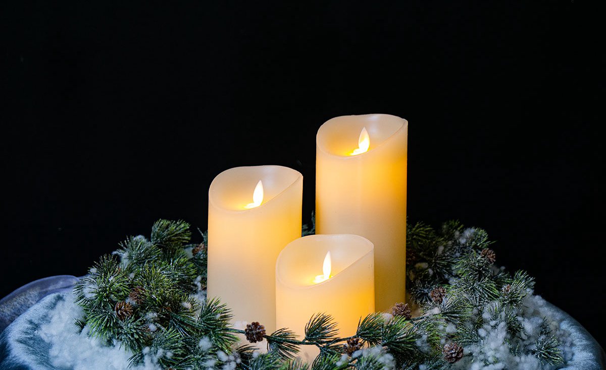 Bougies LED de luxe Luminicious® Argent 300 heures 3 pièces, bougies sans  flamme et