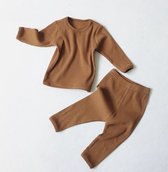 BonBini's pure Katoenen pyjama set Autumn Brown - jongen meisje - 6 tot 9 maanden - 95% katoen 5% spandex