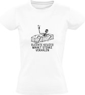 Slechte keuzes maakt sterke verhalen | Dames T-shirt | Wit | YOLO | Drank | Alcohol | Bier | Wij | Skelet | MEME