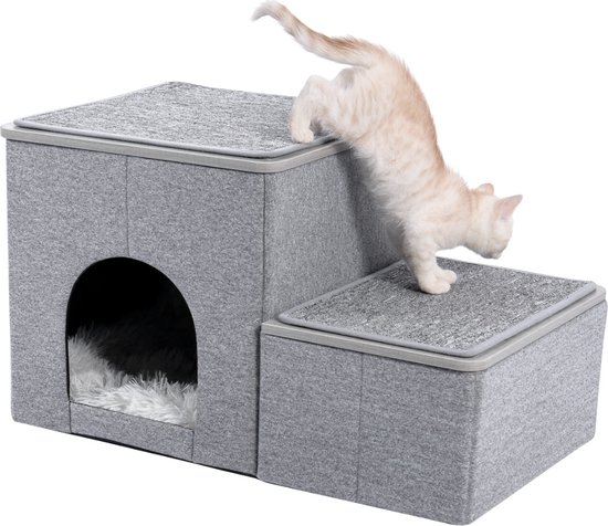 Kamyra® Huis voor Dieren - voor Binnen - Hondenhuis/Kattenhuis - Voor Kittens & Puppies - Grijs 67.5x40x37.5