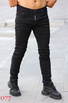 Straight Denim Jeans Persoonlijkheid Baard Effect Designer Vernietiging Broek Geruïneerd Krassen Straight Ripped Fashion