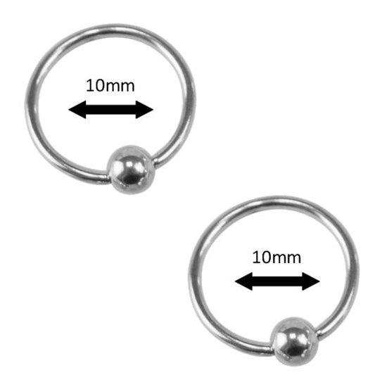 Fako Bijoux® - Ball Closure Piercing - Ring - 10mm - Zilverkleurig - 2 Stuks