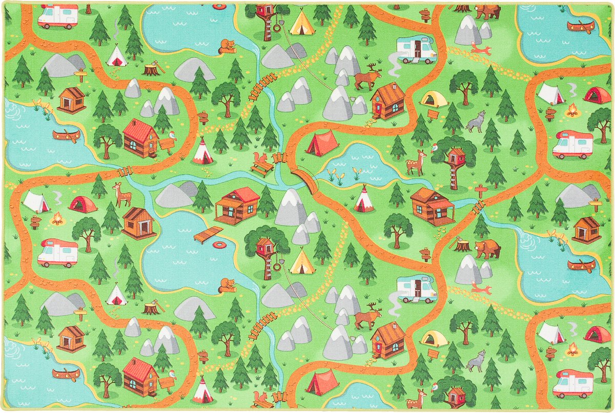 Snapstyle Vloerkleed Kinderen spelen Camping