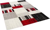 Pergamon Vloerkleed Designer Tango Modern Ruitpatroon Rood Grijs