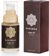 SARAMAH® Arganolie & Jasmijn 30 ml - Voor haar, huid en gezicht - Puur & Biologisch - EU Bio Keurmerk - Hydraterend, voedend en herstellend - Rijk aan omega 3 en 6, vitamine E en F