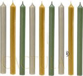 Cactula lange dinerkaarsen 9 stuks in 3 kleuren | Charming | Taupe / Okergeel / Olijfgroen