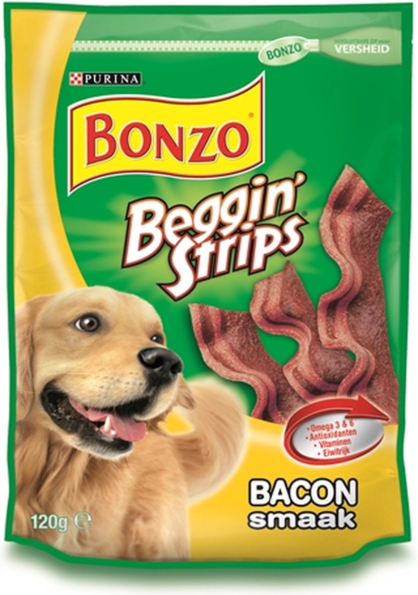 Bonzo Bonzo beggin' strips bacon - 120 gr - 6 stuks