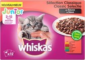 Whiskas multipack pouch junior classic selectie vlees in saus - 12x100 gr - 4 stuks