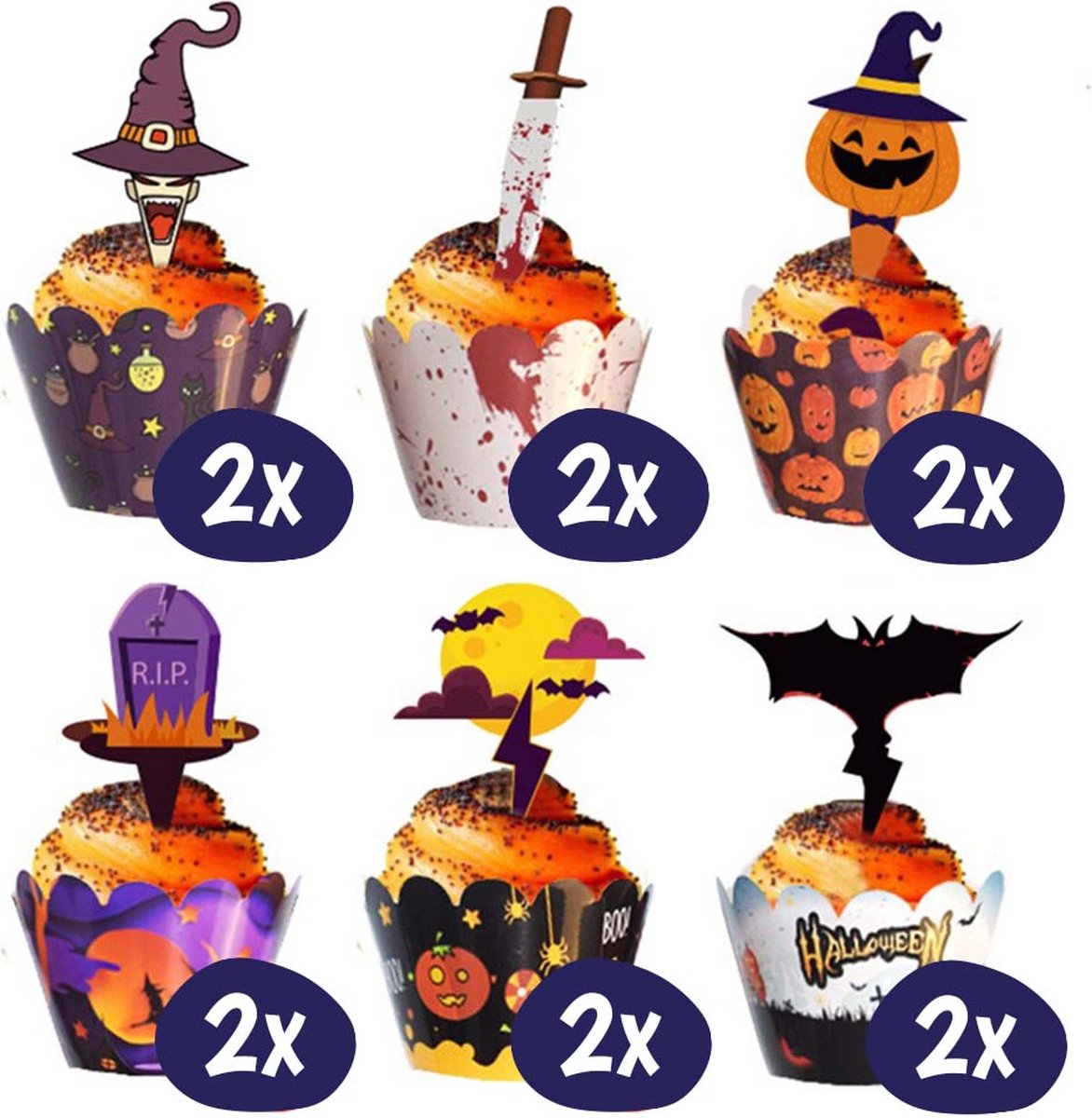 Halloween Set - Cupcake Decoratie – Taarttopper - Halloween Accessoires –  Horror... | bol.com