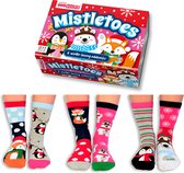 kerstsokken - Oddsocks Mistletoes - Cadeaudoos met 6 verschillende kerst sokken - maat 37/42