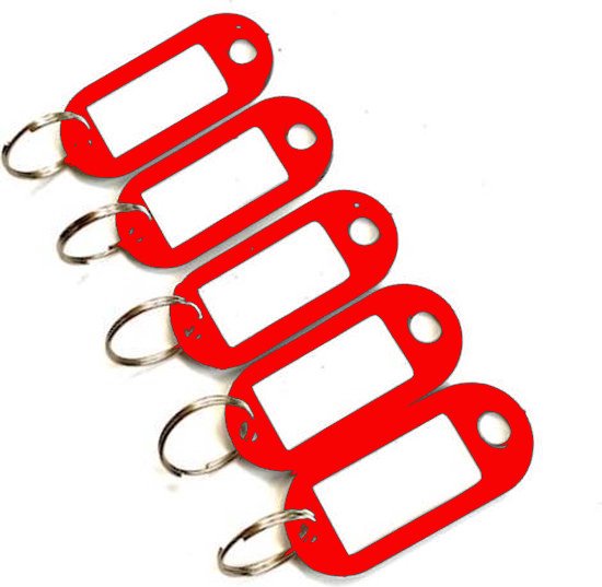 Foto: Sleutel labels 5 stuks rood keychain key tag sleutelhanger sleutel onderscheider naam labels sleutelhouder sleutelhanger sleutellabels bagagelabels reislabel sleutelhanger gratis verzonden