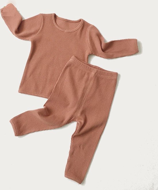 BonBini's pure Katoenen pyjama set Blush Pink - jongen meisje -  6 tot 9 maanden -  95% katoen 5% spandex