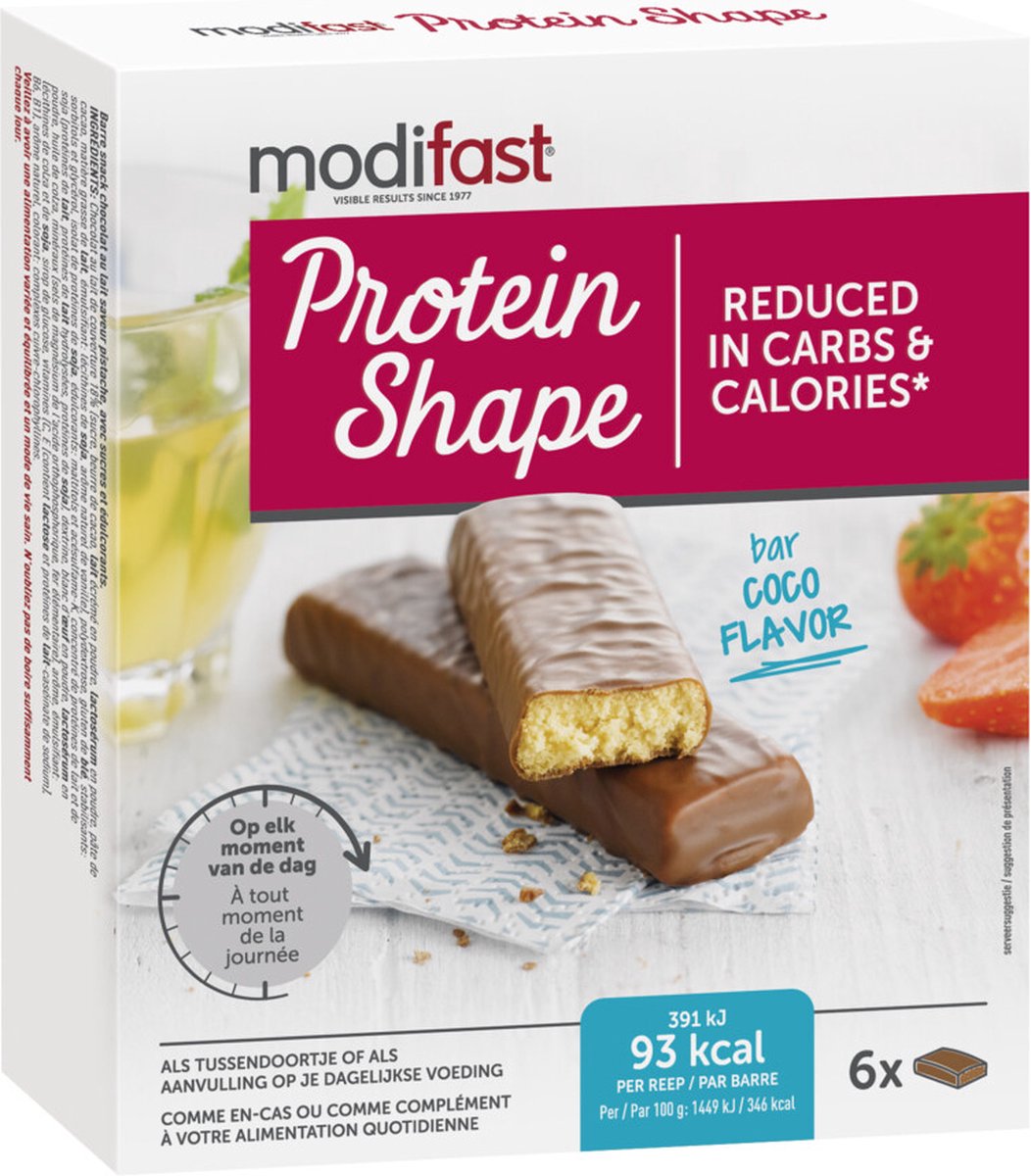 Bol.com Modifast Protein Shape Reep Chocolade-Kokos - 6 x 6 x 27 gr - Voordeelverpakking aanbieding