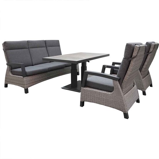 Lesli Living Prato Brick stoelbank loungeset 4delig aluminium + wicker bol