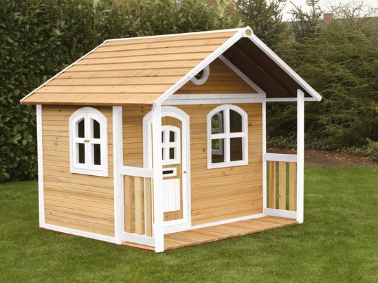 AXI Milan – Maison En Bois FSC Pour Enfant – Cabane De Jardin Marron Et Blanc Avec Fenêtres Et Boîte Aux Lettres