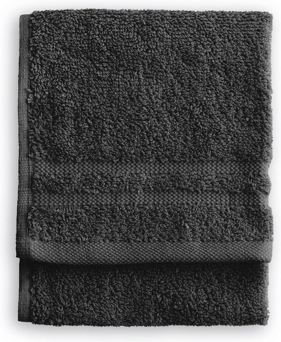 Une seule serviette anthracite de qualité hôtelière avec des détails côtelés.