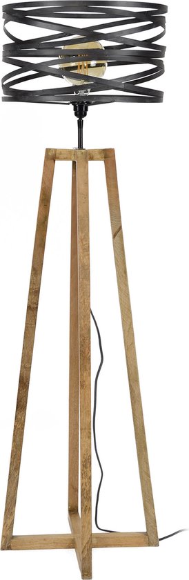 Wrapped Metal - Vloerlamp - getwist metaal - gekruist houten frame