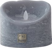 PTMD LED Kaars rustiek grijs 12,5 x 12,5 x 10 cm. - LED Light Candle rustic suede grey moveable flame XL