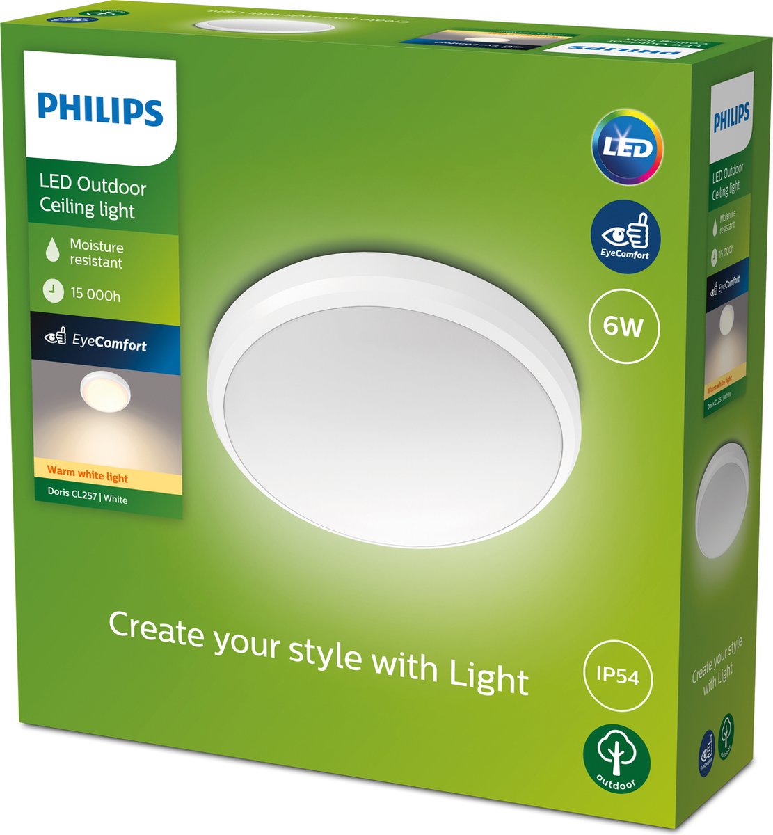 Bol.com Doris Ceiling 6W 27K White IP54 HV aanbieding