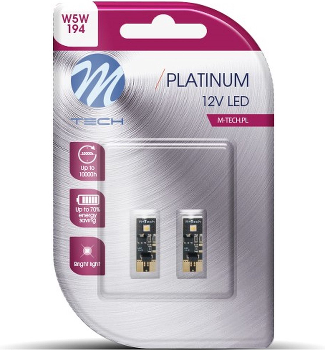 M-Tech Platinum LED W5W 12V - Platinum - 2x Osram Led diode - Canbus - Wit - Set