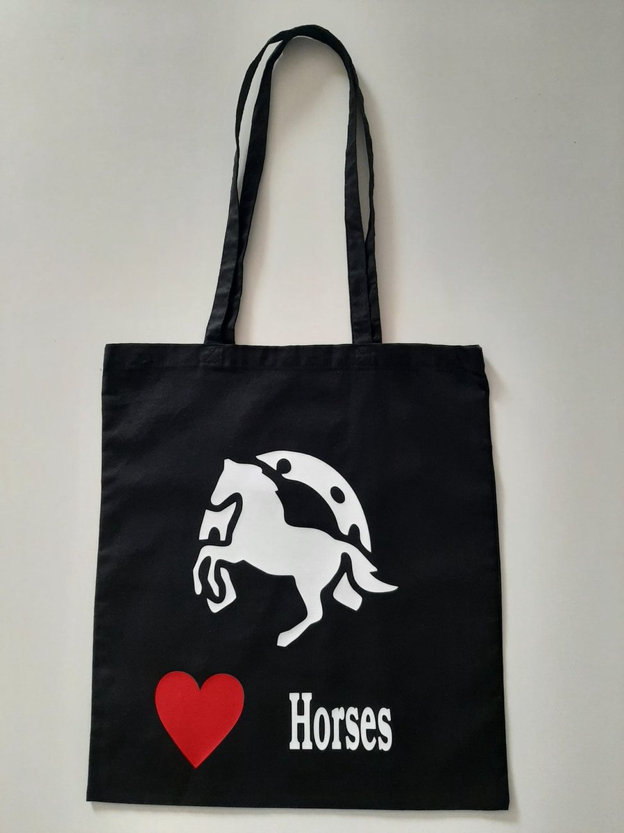 Horses - Bedrukte tas - Katoenen tas - Shopper - Bedrukte tassen - Shopping bag - Paarden kado
