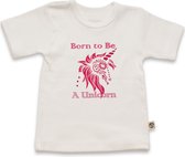 Wooden Buttons - T Shirt Baby - Eenhoorn - Unicorn - Wit - Maat 74