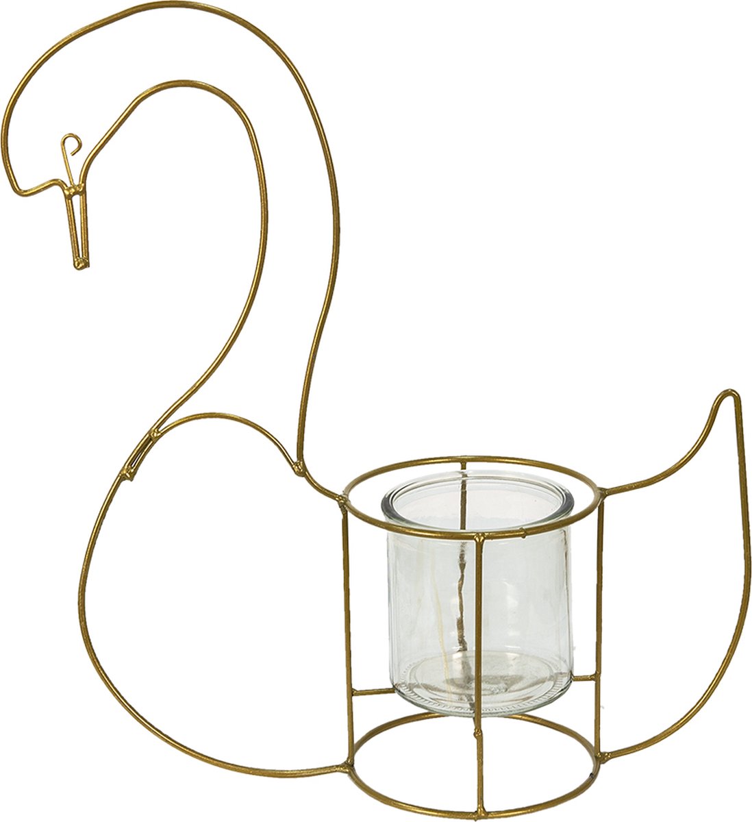 Clayre & Eef Theelichthouder Zwaan 33x13x41 cm Goudkleurig IJzer