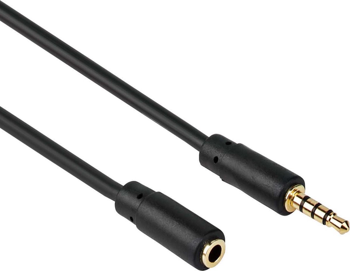 Jack verlengkabel 3.5 mm - Male To Female - Universeel - Zwart - 3 meter - Allteq