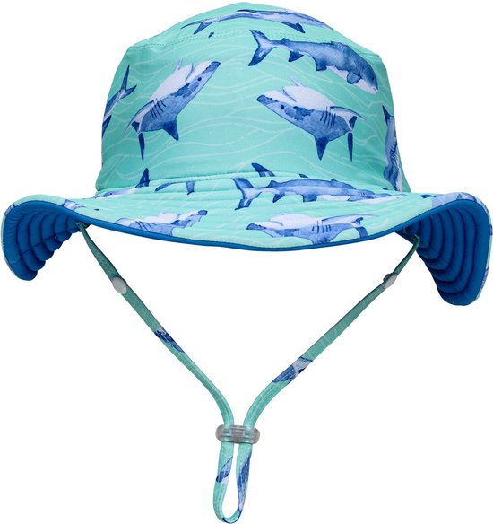 Snapper Rock - UV Omkeerbare bucket hat voor kinderen - Minty Shark - maat S