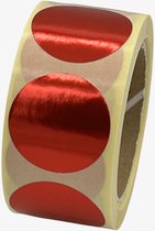 Rode Sluitsticker - 250 Stuks - rond 25mm - hoogglans - metallic - sluitzegel - sluitetiket - chique inpakken - cadeau - gift - trouwkaart - geboortekaart - kerst