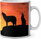 2 wolven Zonsondergang  Koffie-thee mok