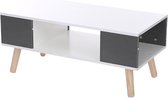 Luxiqo® Salontafel - Salontafel Modern - Tafel met Opbergfunctie - Koffietafel - Salontafel Wit - Salontafel Rechthoek - Salontafel Hout - 90 x 45 x 39cm - Grijs