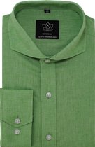 Vercate Groen Slim-Fit Overhemd van Linnen & Katoen - Maat 43/XL