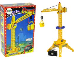 Hijskraan speelgoed - 60 cm - met afstandsbediening - geel