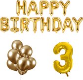 3 jaar Verjaardag Versiering Ballon Pakket Goud